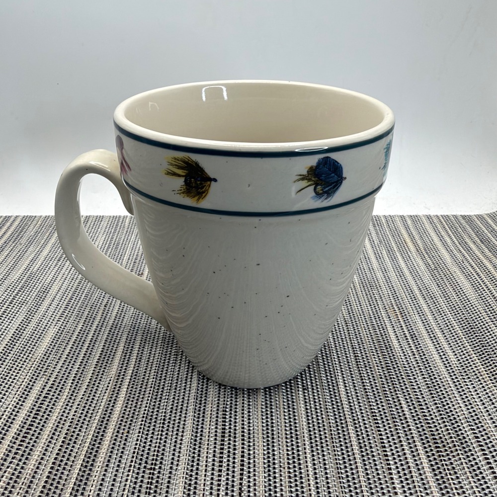 Folkcraft Rainbow Trout Scotty Z Stoneware Coffee Mug Fly Fishing Lure Speckled